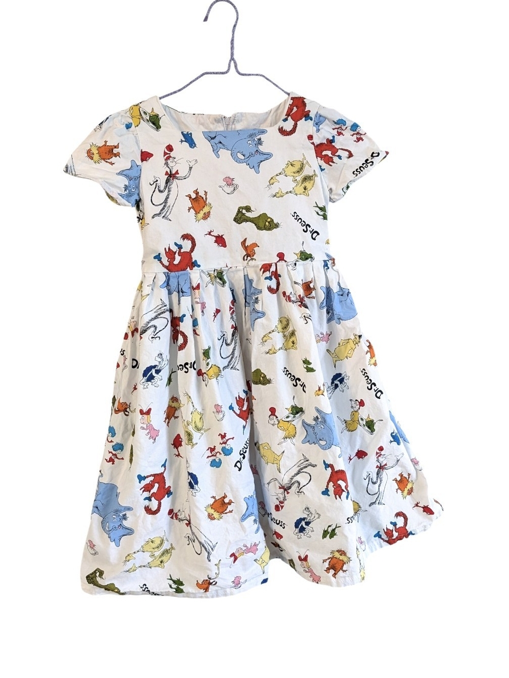 Handmade Dr Seuss Character Print Pleated Child's Dress, 6/6X